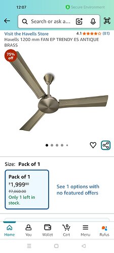 Havells 1200mm EP Trendy ES Ceiling Fan