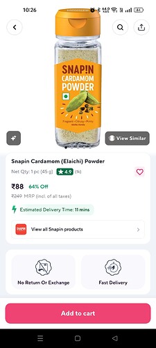 Snapin Cardamom (Elaichi) Powder 45g