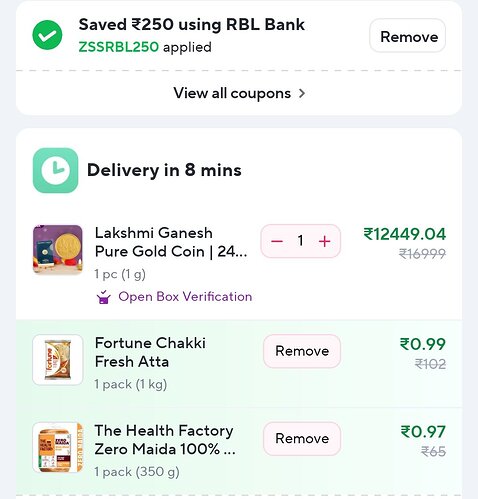 1g 24K Pure Gold Coin on Zepto