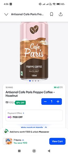 Artisanal Cafe Paris Frappe Hazelnut Coffee