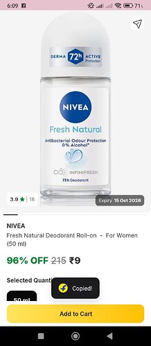 Nivea Fresh Natural Deodorant Roll-On for Women