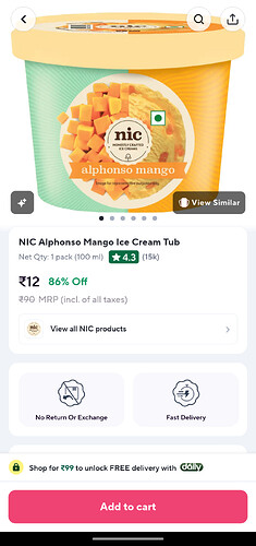NIC Alphonso Mango Ice Cream Tub Deal