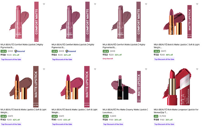 Mila Beaute Product Range