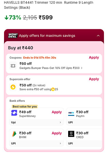 HAVELLS BT4441 Trimmer (Black)