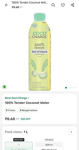 WOW Coco Charge 100% Tender Coconut Water 1L