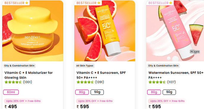 Dot & Key Products Selection