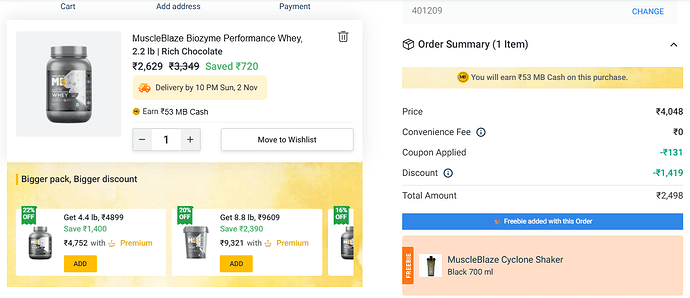 MuscleBlaze Biozyme Performance Whey Protein 1kg