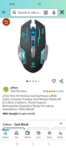 pTron Flick M2 Wireless Gaming Mouse with RGB Lights