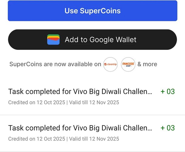 6 SuperCoins Credited