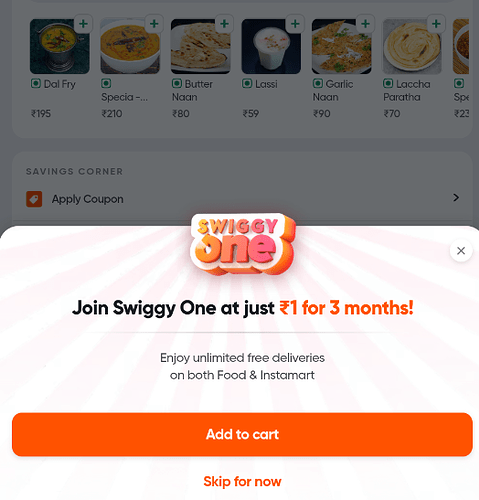 Swiggy One ₹1 Offer Details