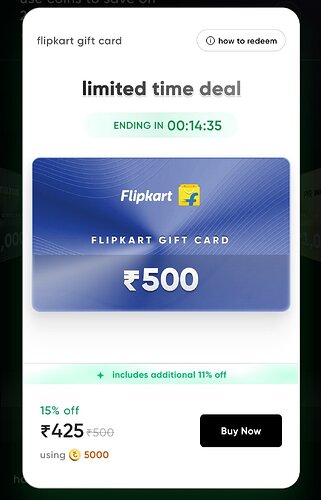 Flipkart Gift Card 15% Discount on CRED via CRED App