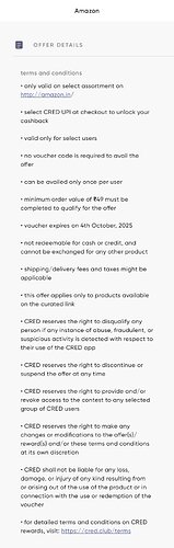 CRED Offer Terms
