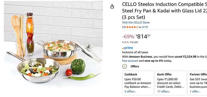 Cello Steelox Cookware Set