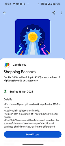 Flipkart Gift Card Cashback Offer