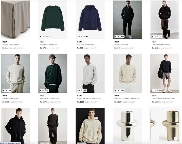 H&M Men's Clothing on Myntra