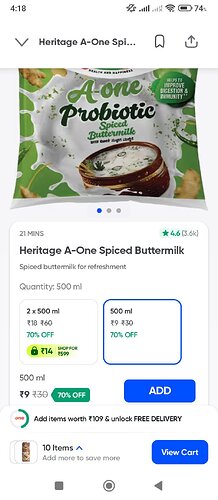 Heritage A-One Spiced Buttermilk on Swiggy Instamart