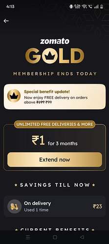Zomato Gold Extension Offer