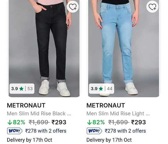 Metronaut Men's Jeans Under ₹299