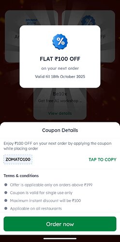 Zomato ₹100 Off Coupon