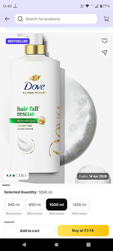 Dove Hair Fall Rescue Shampoo 1 Litre Deal