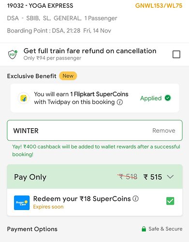 ConfirmTkt ₹400 Cashback Offer