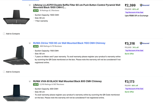 Lifelong Kitchen Chimney Deal on Flipkart