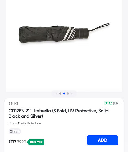 Citizen 21 inch 3-Fold UV Umbrella