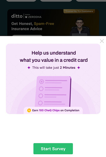 CheQ App Survey Screenshot