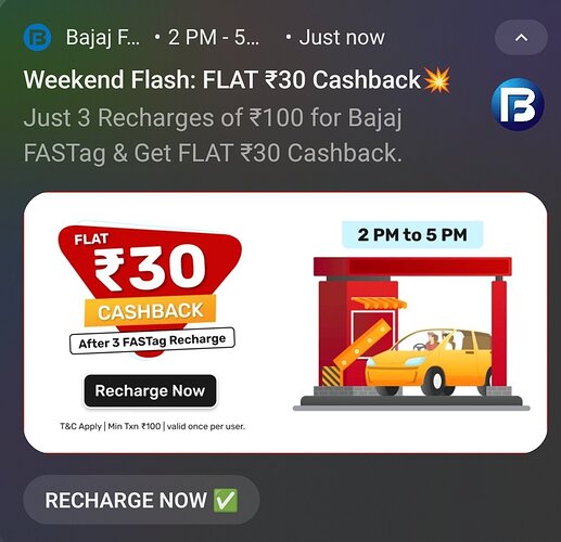 Bajaj Finserv Fastag Cashback Offer