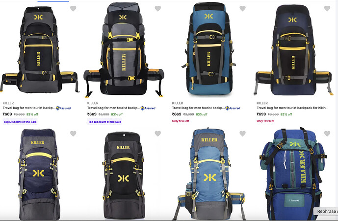 Killer Rucksacks Discount on Flipkart