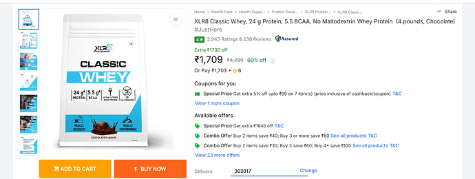 XLR8 Classic Whey Protein Deal