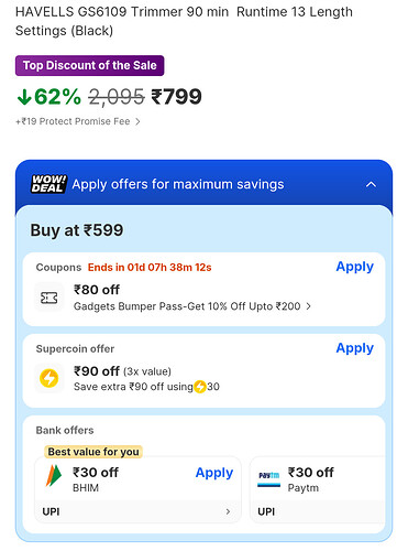 HAVELLS GS6109 Trimmer (Black)