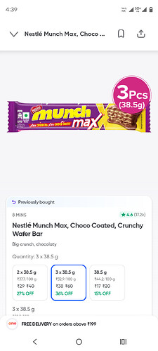 Nestle Munch Max 3-Pack Deal on Swiggy