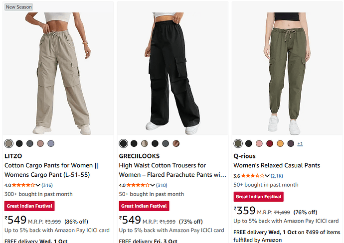 Women's Cargo Pants Sale