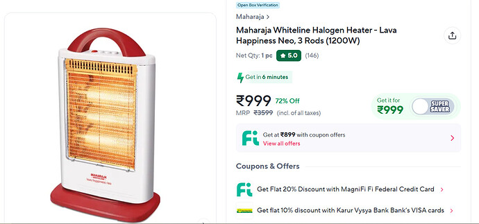 Maharaja Whiteline Halogen Heater Deals