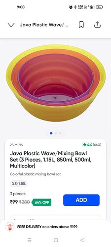 Java Plastic Mixing Bowl Set