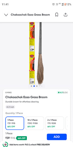 Chakachak Eazo Grass Broom - Instamart Deal