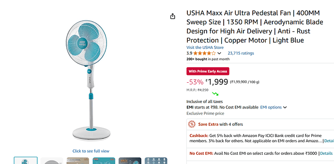 USHA Maxx Air Ultra Pedestal Fan
