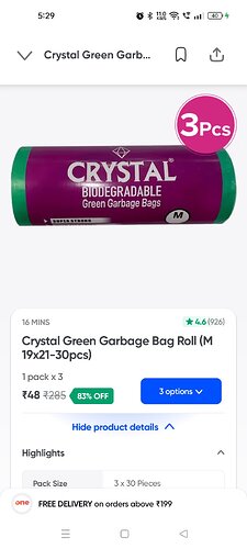 Crystal Green Garbage Bag Roll