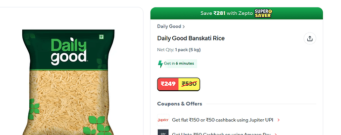 Zepto Rice 10kg Deal