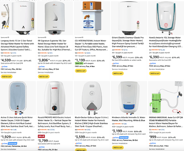 Geyser Sale on Amazon