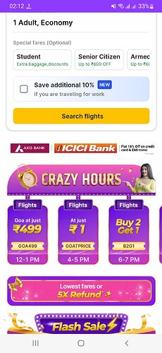 Flipkart Crazy Hours Flight Deals
