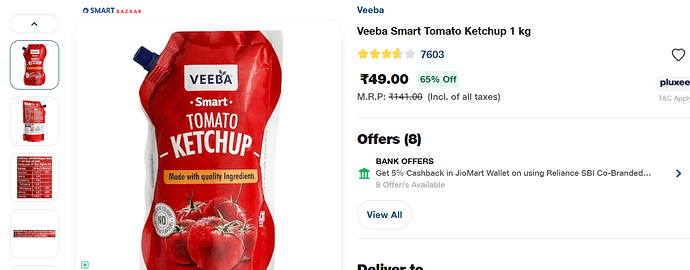 Veeba Smart Tomato Ketchup Deal