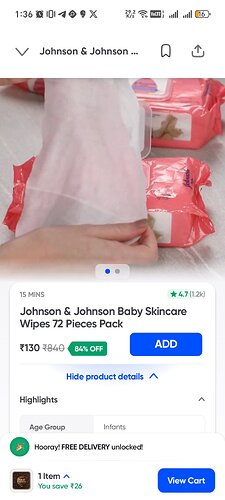 Johnson's Baby Wipes Discount