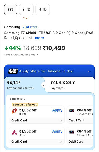 Samsung T7 Shield 1TB Portable SSD
