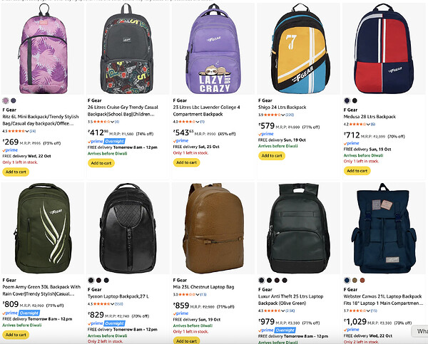 F Gear Backpacks Offer
