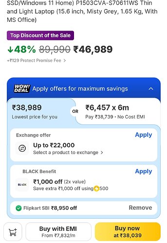 ASUS Expertbook P1 Offer Screenshot