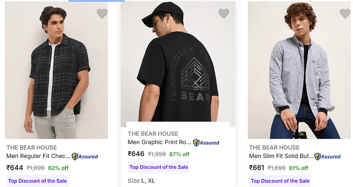 THE BEAR HOUSE Men's Clothing Offer