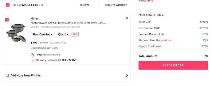 Milton Micronova Jr. Casserole Set Myntra