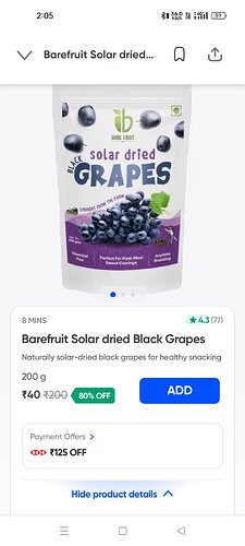 Barefruit Solar Dried Black Grapes